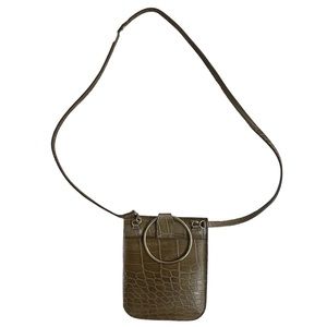 Punto Fibbia Made in Italy Snake  Croc Embossed Crossbody  Purse Euc Green small